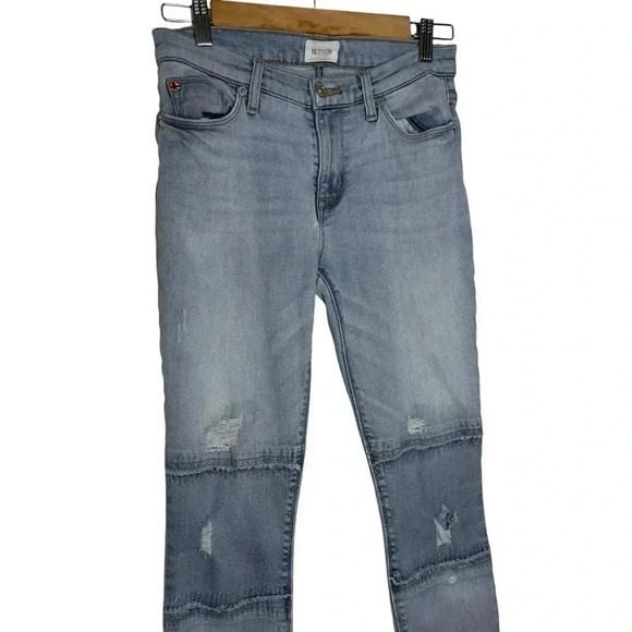 HUDSON ‘Nico Custom Midrise Patchwork Super  Skinny’ Denim Jeans Size 26 - Picture 4 of 10